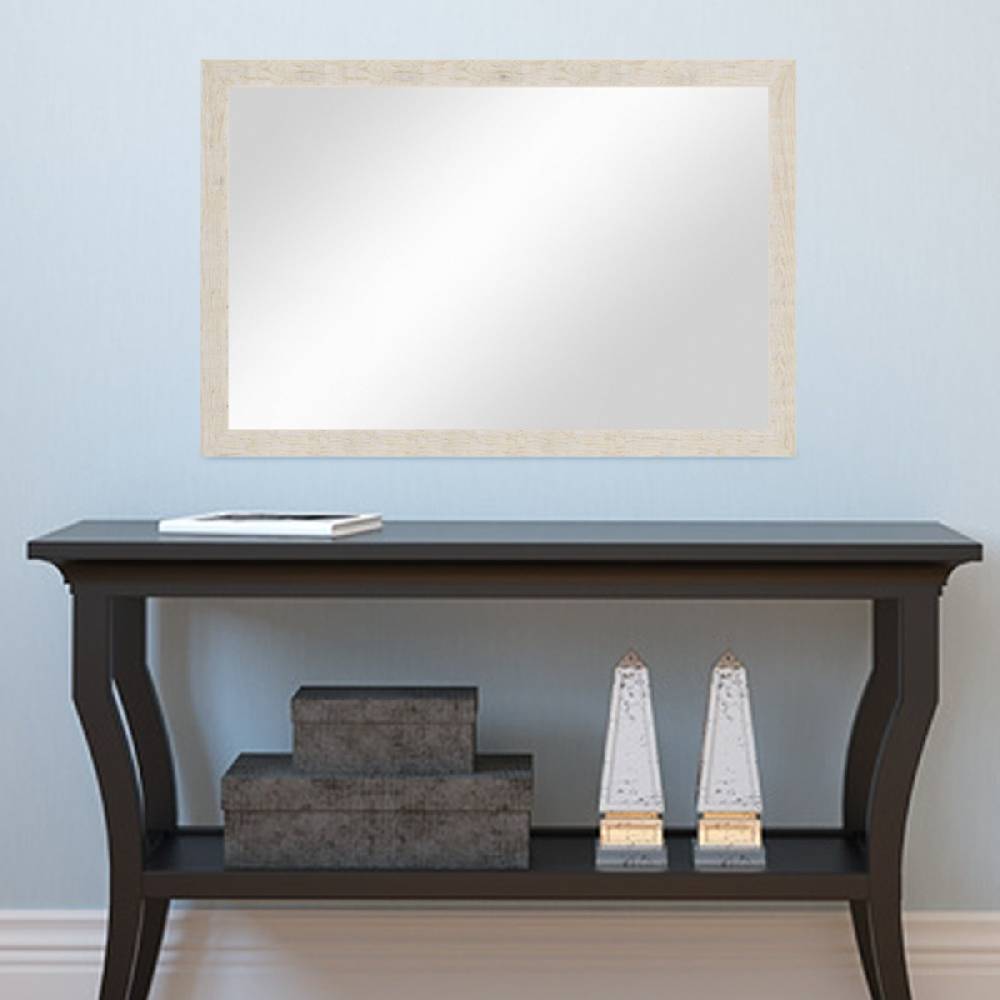 Photolini B-WARE: Wand-Spiegel 46x66 cm im Strandhaus-Stil Rustikal Weiß / Spiegelfläche 40x60 cm Schlussverkauf