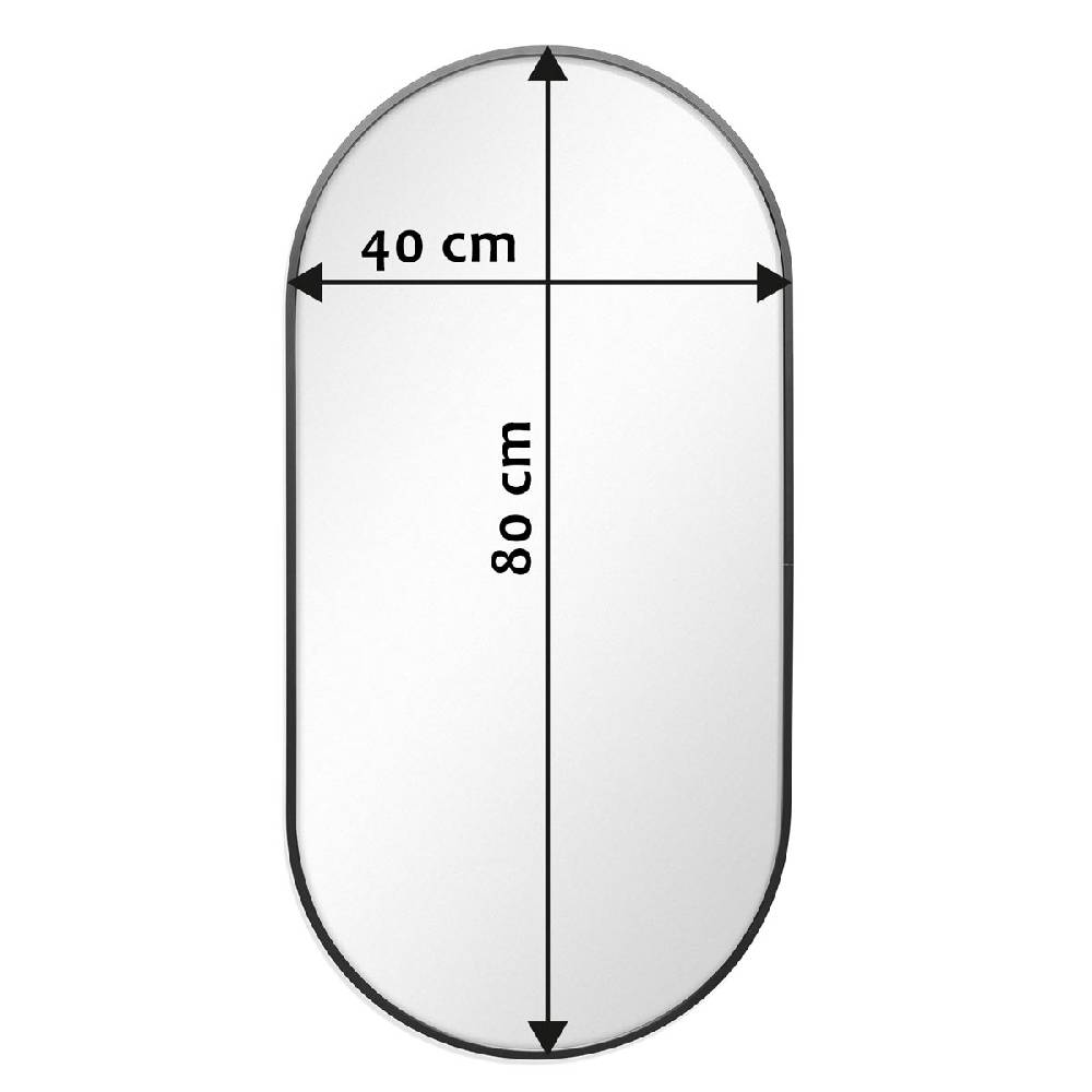 Photolini B-WARE: Spiegel oval schwarz 40x80 cm mit Metallrahmen Fabrikverkauf