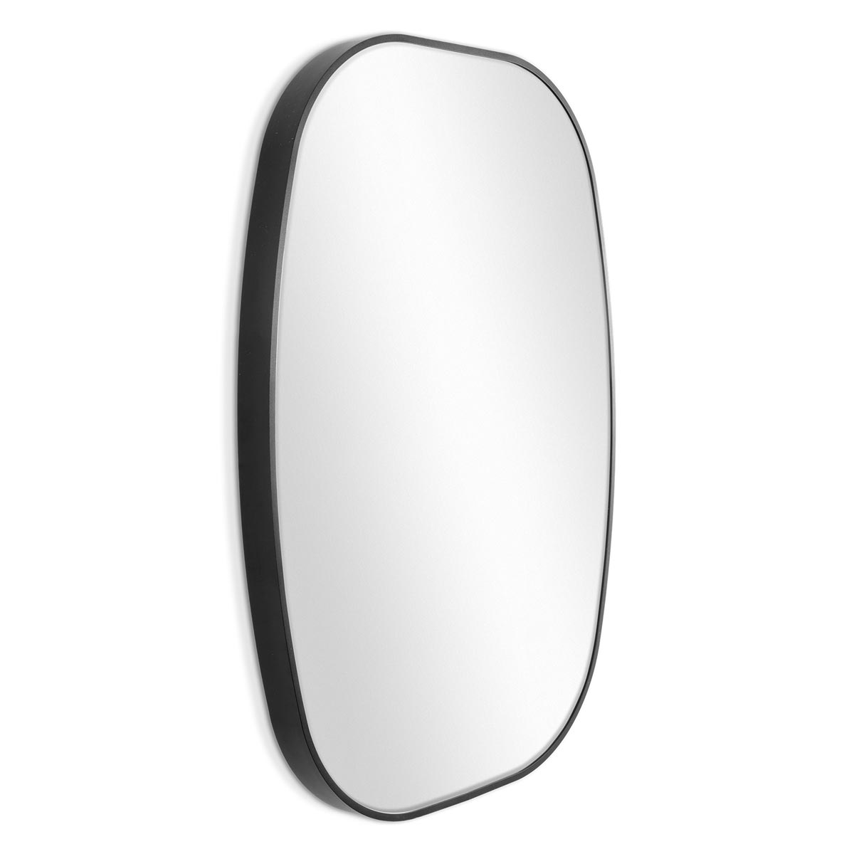 Photolini B-WARE: Spiegel Oval Schwarz mit Metallrahmen 50x70 cm