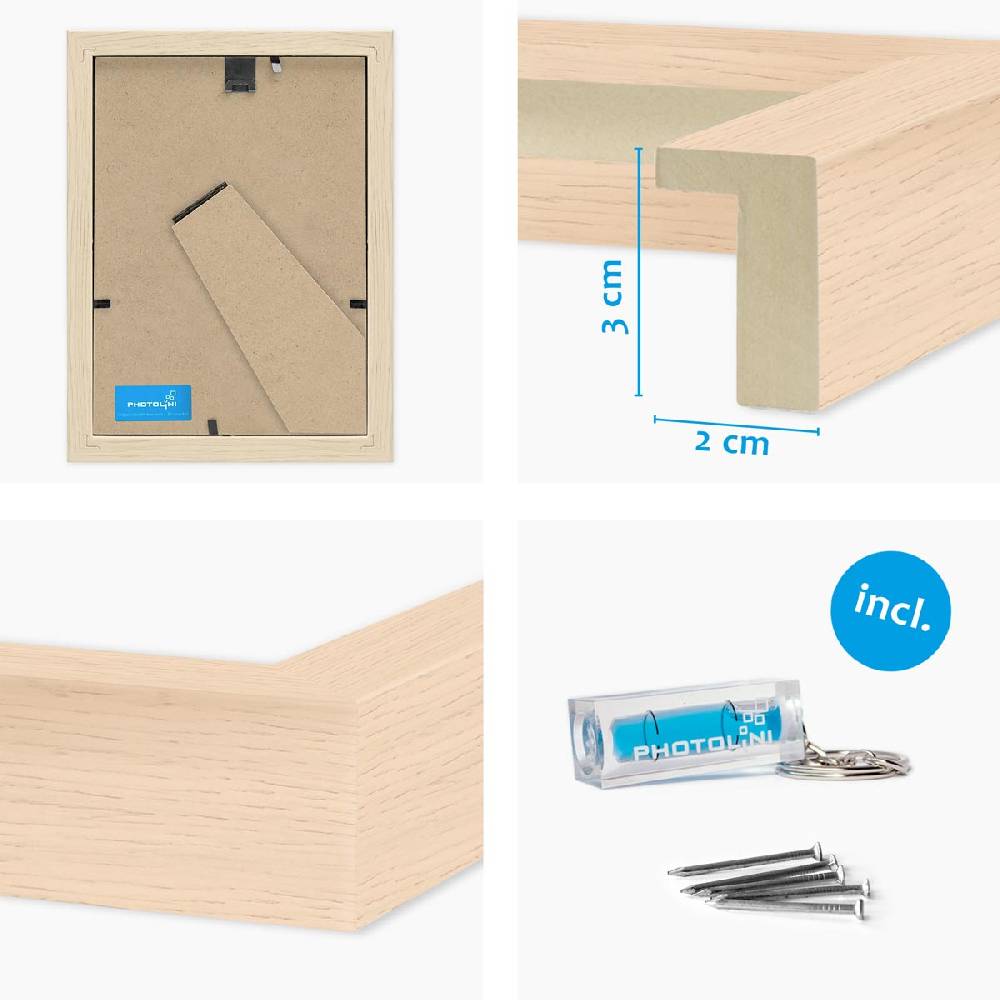 Photolini 2er Set 3D-Bilderrahmen 15x20 cm mit Passepartout, Natur Versandkostenfrei