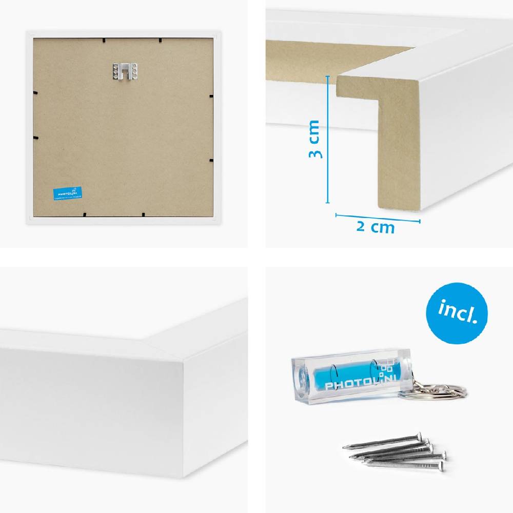 Photolini 2er Set 3D-Bilderrahmen 30x30 cm mit Passepartout, Weiß Flash Sale
