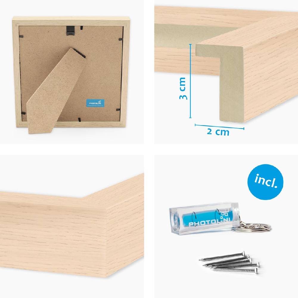 Photolini 2er Set 3D-Bilderrahmen 20x20 cm mit Passepartout, Natur Preisnachlass