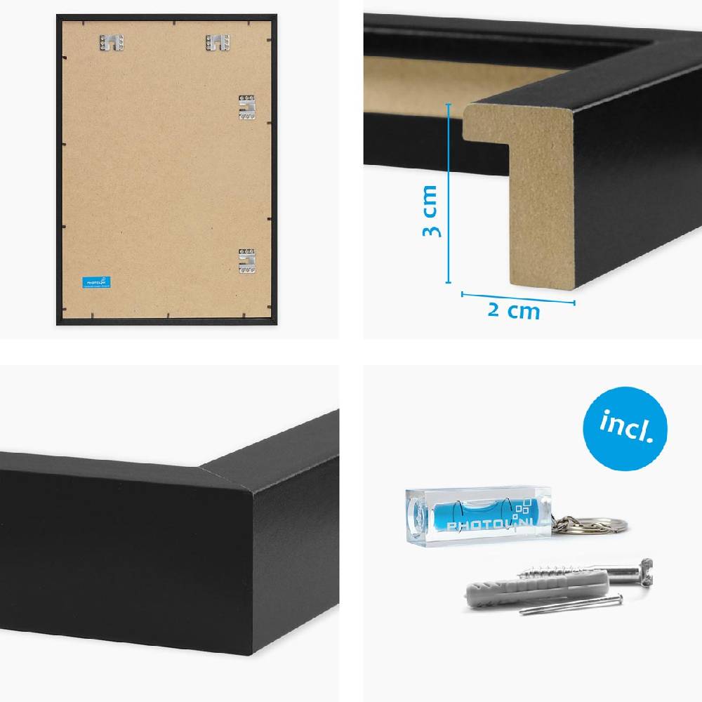 Photolini 2er Set 3D-Bilderrahmen 50x70 cm mit Passepartout, Schwarz Cyber Monday