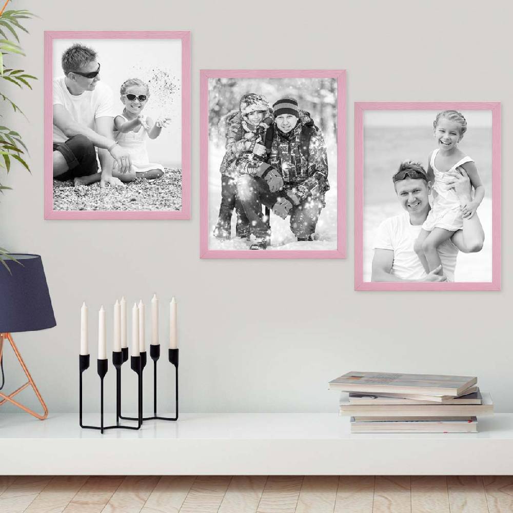 Photolini Bilderrahmen Rosa 30x42 cm / DIN A3 3er Set mit Acrylglas Lagerräumung