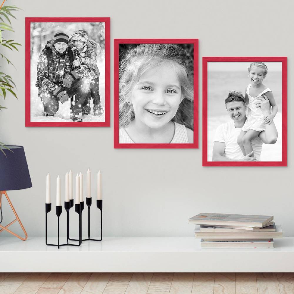 Photolini Bilderrahmen Rot 30x40 cm 3er Set mit Acrylglas Exklusive Angebote