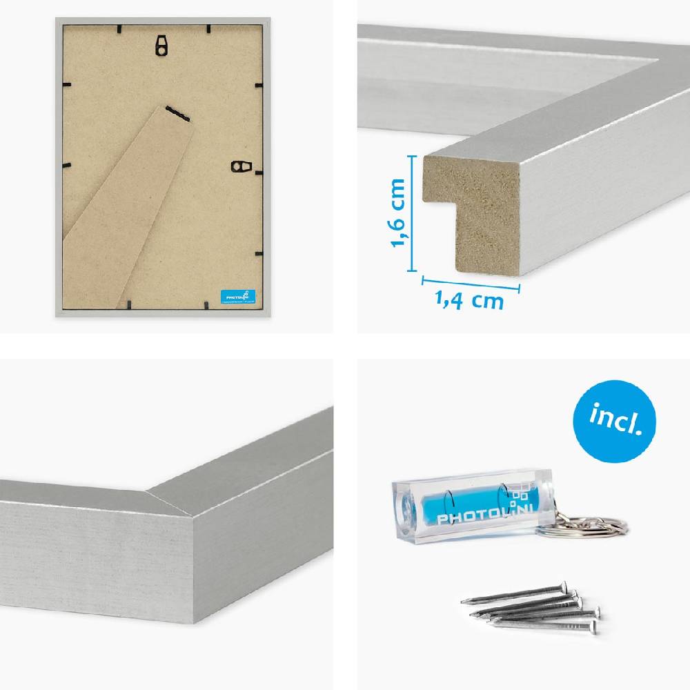 Photolini 3er Bilderrahmen-Set 18x24 cm Modern Silber aus MDF mit Acrylglas Bestseller