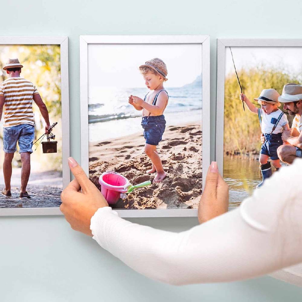 Photolini 3er Bilderrahmen-Set 18x24 cm Modern Silber aus MDF mit Acrylglas Bestseller