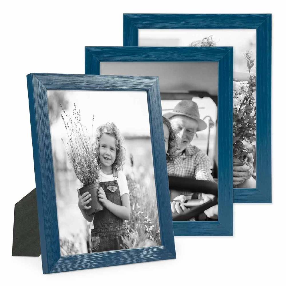 Photolini Bilderrahmen Dunkelblau 15x20 cm 3er Set mit Acrylglas Riesige Ersparnisse