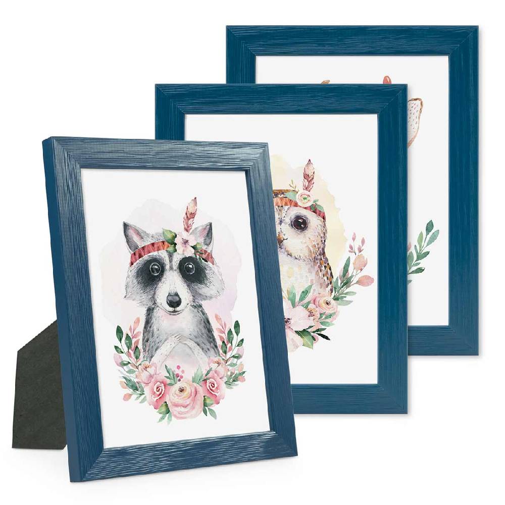 Photolini Bilderrahmen 3er Set Dunkelblau 10x15 cm | Acrylglas VIP-Rabatte