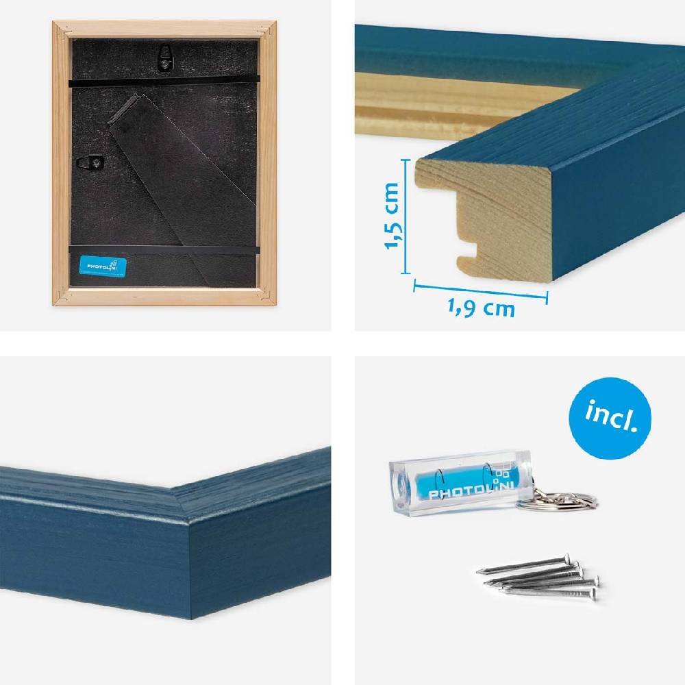 Photolini Bilderrahmen 3er Set Dunkelblau 10x15 cm | Acrylglas VIP-Rabatte