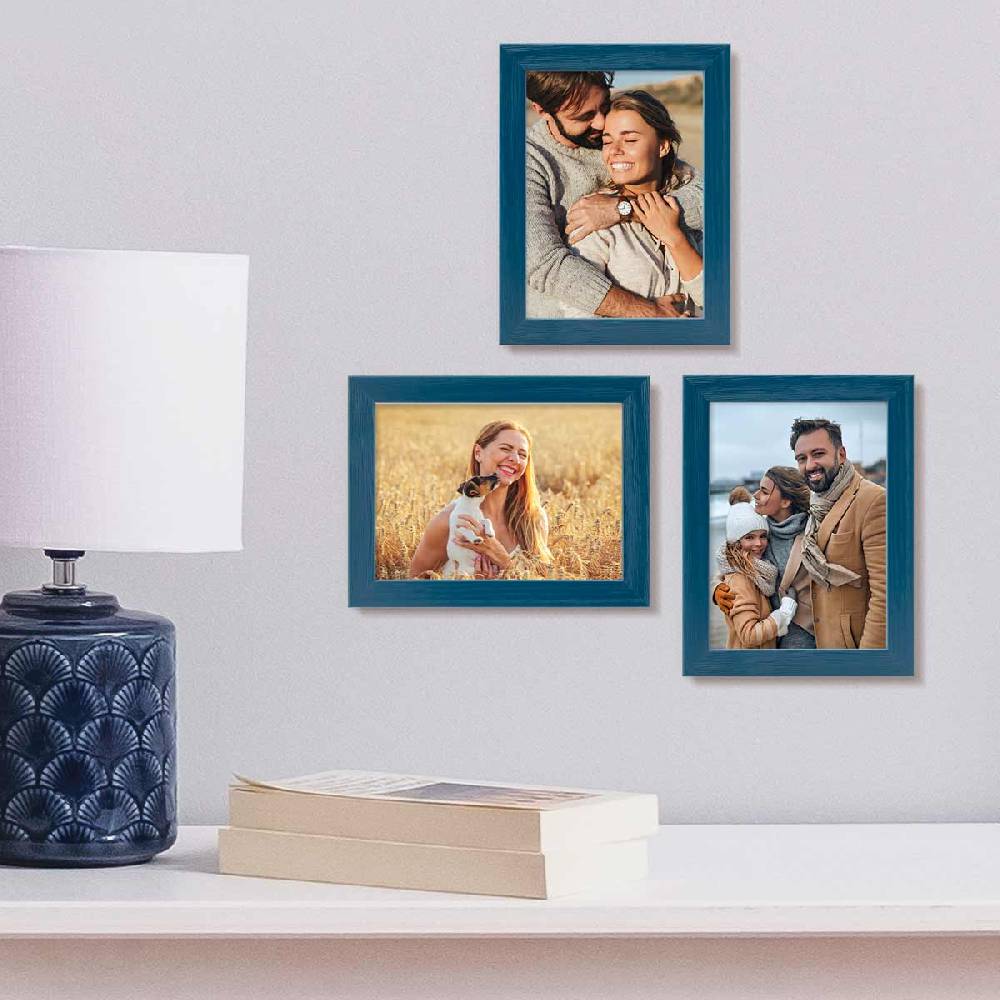 Photolini Bilderrahmen 3er Set Dunkelblau 10x15 cm | Acrylglas VIP-Rabatte