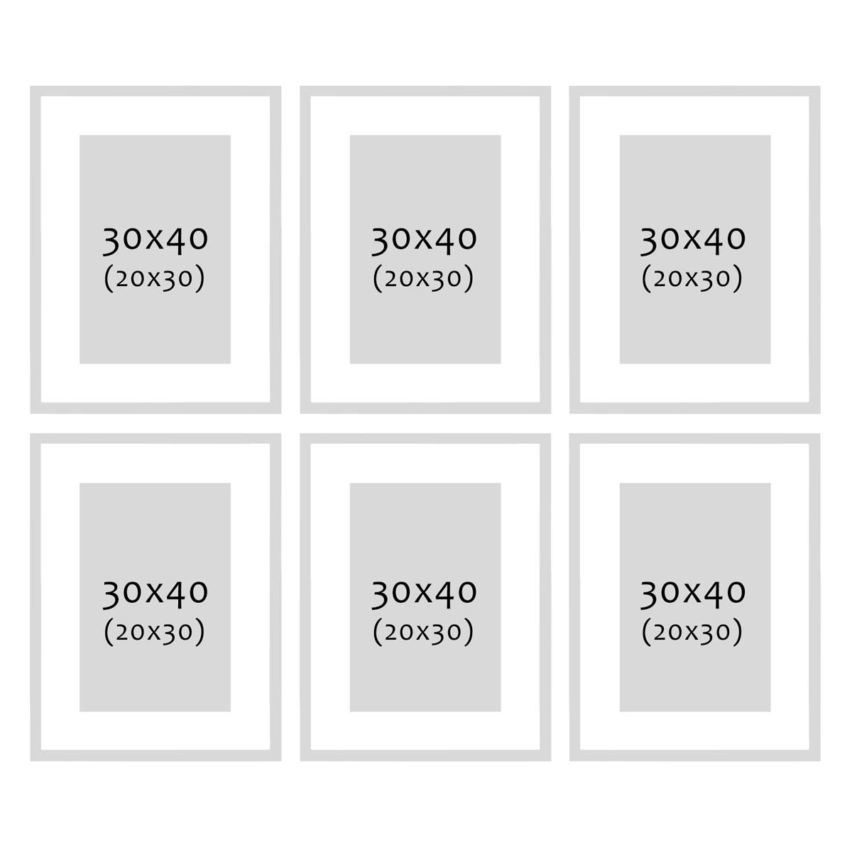 Photolini 6er Set Poster-Bilderrahmen 30x40 cm Eiche Dunkel MDF mit Passepartout Super Sparpreis