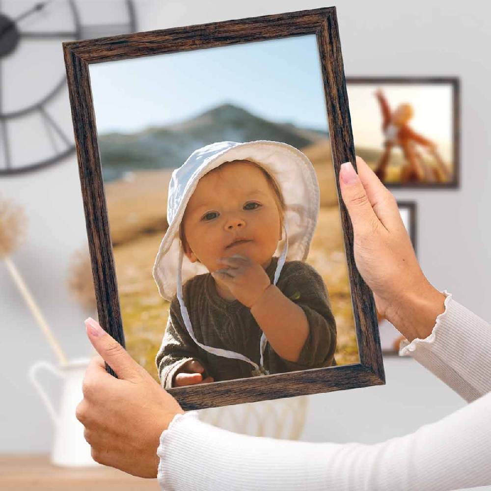 Photolini 3er Bilderrahmen-Set 20x25 cm Eiche Dunkel aus MDF mit Acrylglas Kostenlose Rückgabe