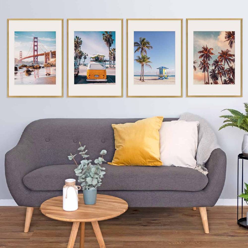Photolini 4er Set Poster-Bilderrahmen 50x70 cm Modern Gold MDF mit Passepartout Letzte 2 Tage