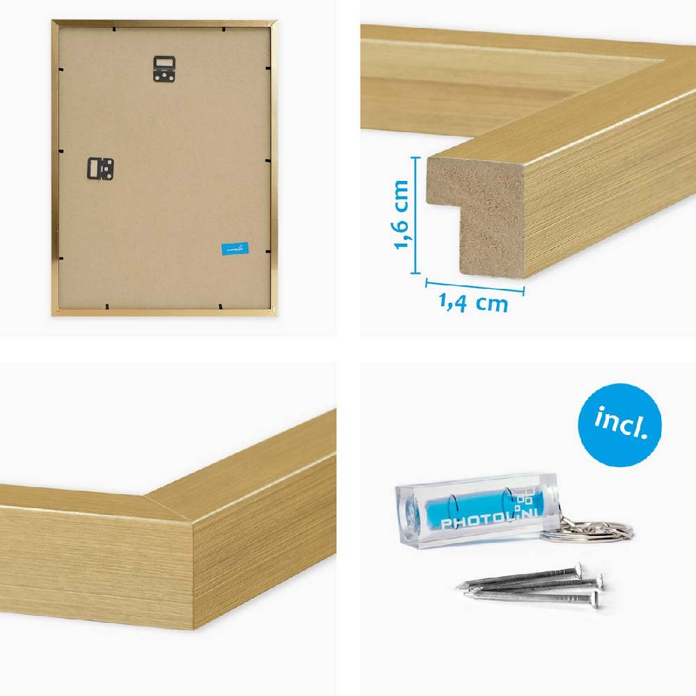 Photolini 4er Set Poster-Bilderrahmen 50x70 cm Modern Gold MDF mit Passepartout Letzte 2 Tage