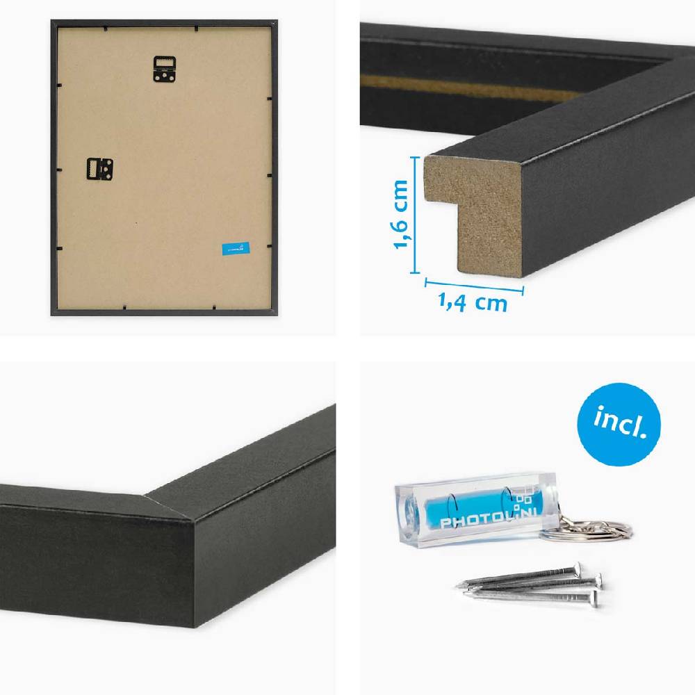 Photolini 6er Set Poster-Bilderrahmen 40x50 cm Modern Schwarz MDF mit Passepartout Bis zu 50% Rabatt