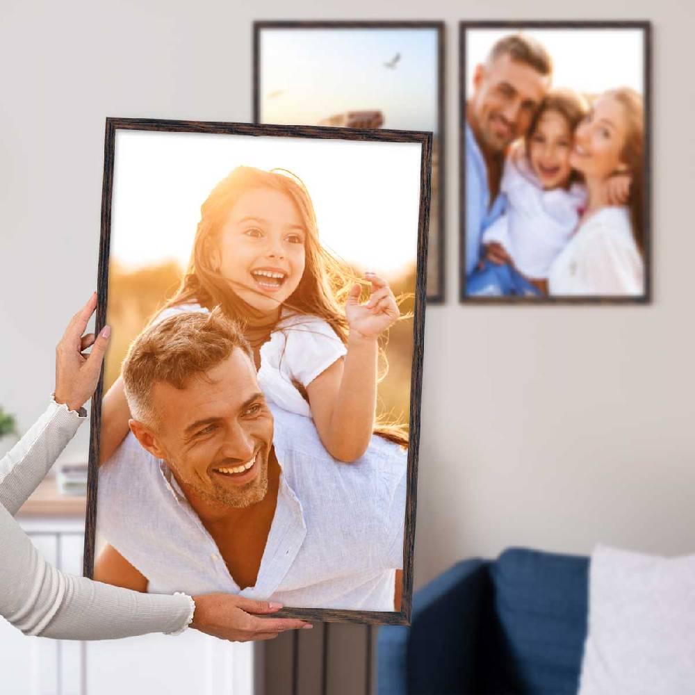 Photolini 3er Set Poster-Bilderrahmen 40x60 cm Eiche Dunkel aus MDF mit Acrylglas Vierteljährliche Förderung