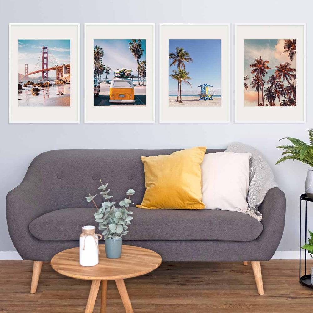 Photolini 4er Set Poster-Bilderrahmen 50x70 cm Modern Weiß MDF mit Passepartout Discount Store für neue Produkte