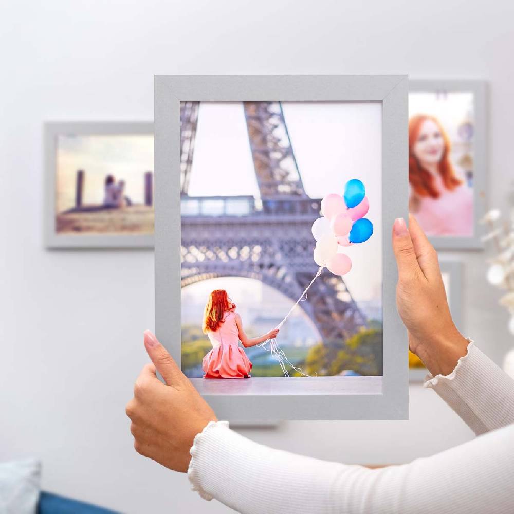 Photolini 10er Bilderrahmen-Set breit A4 21x30 cm Silber, MDF-Holz | Acrylglas 50% Rabatt mit kostenlosem Versand