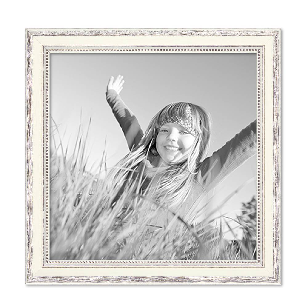 Photolini 2er Set Bilderrahmen quadratisch 30x30 cm Shabby-Chic Landhaus-Stil Weiss Holz Verkauf