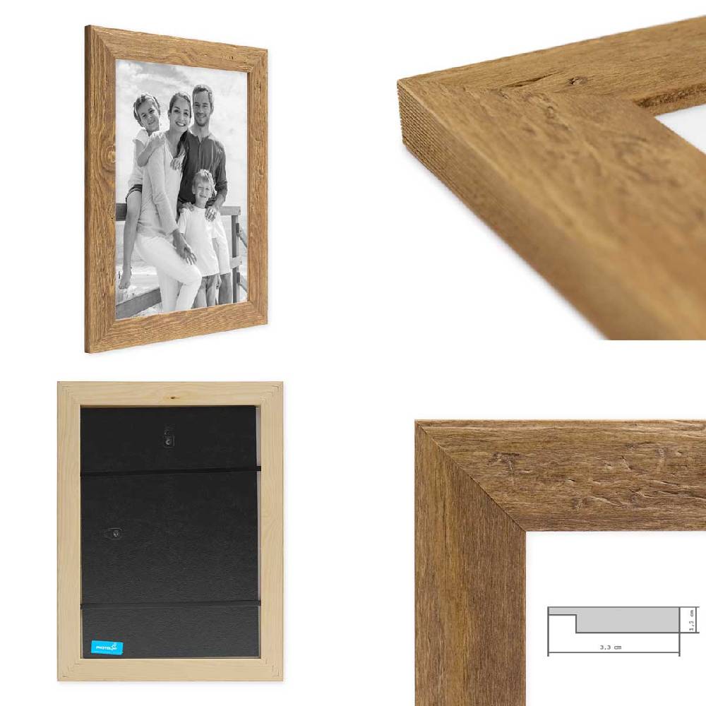 Photolini 5er Bilderrahmen-Set 20x20 cm Strandhaus Rustikal Eiche-Optik Natur Massivholz Hotsell