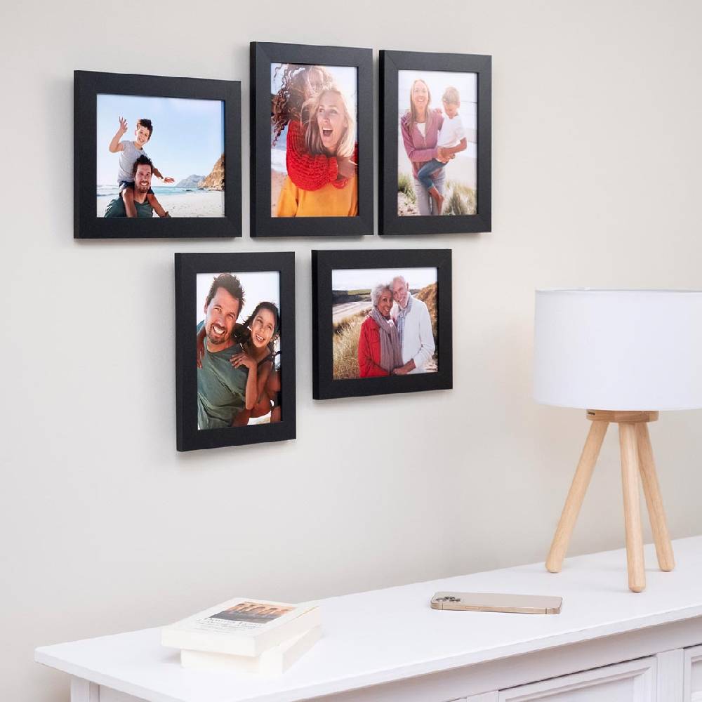 Photolini 10er Bilderrahmen-Set 15x20 cm Modern Schwarz MDF Basic Collection Rabatt