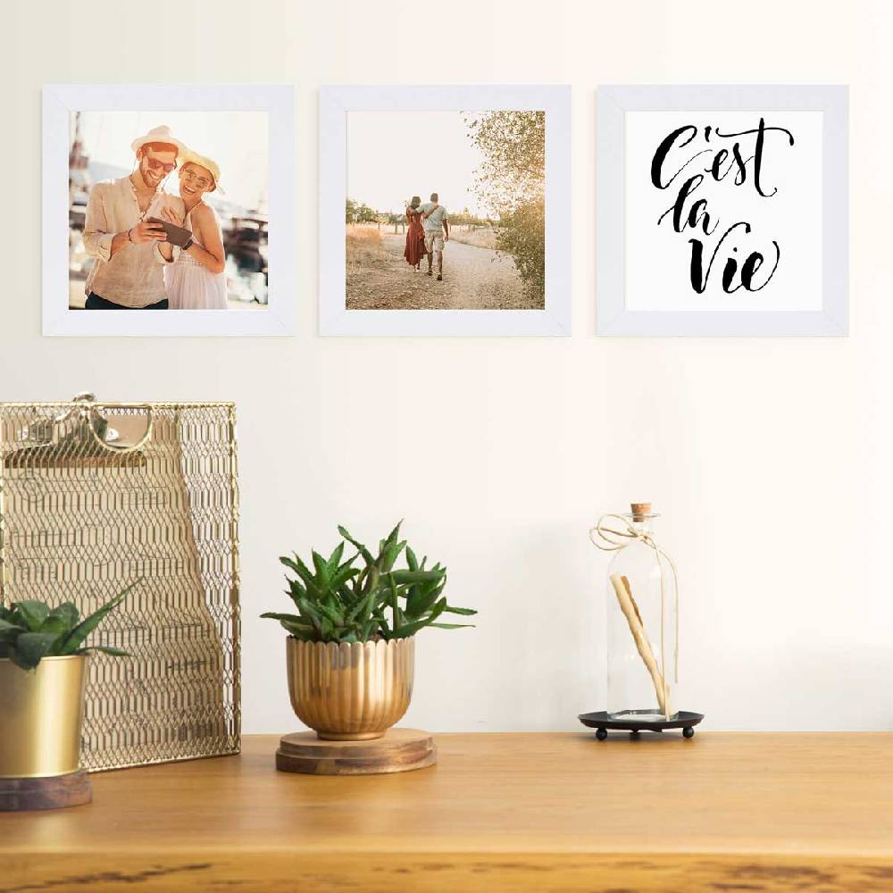 Photolini 10er Bilderrahmen-Set breit 20x20 cm Weiß, MDF-Holz | Acrylglas Flash Sale