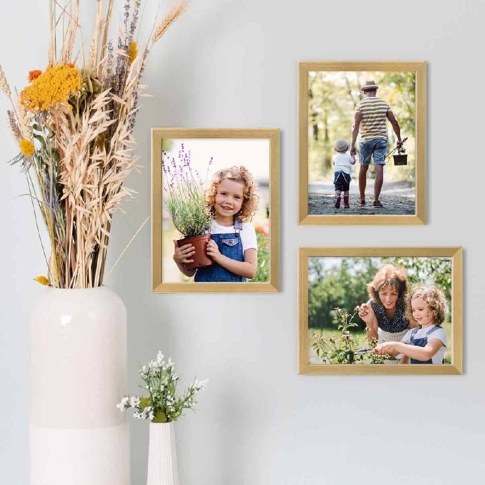 Photolini 10er Bilderrahmen-Set 13x18 cm Modern Gold aus MDF mit Acrylglas Black Friday