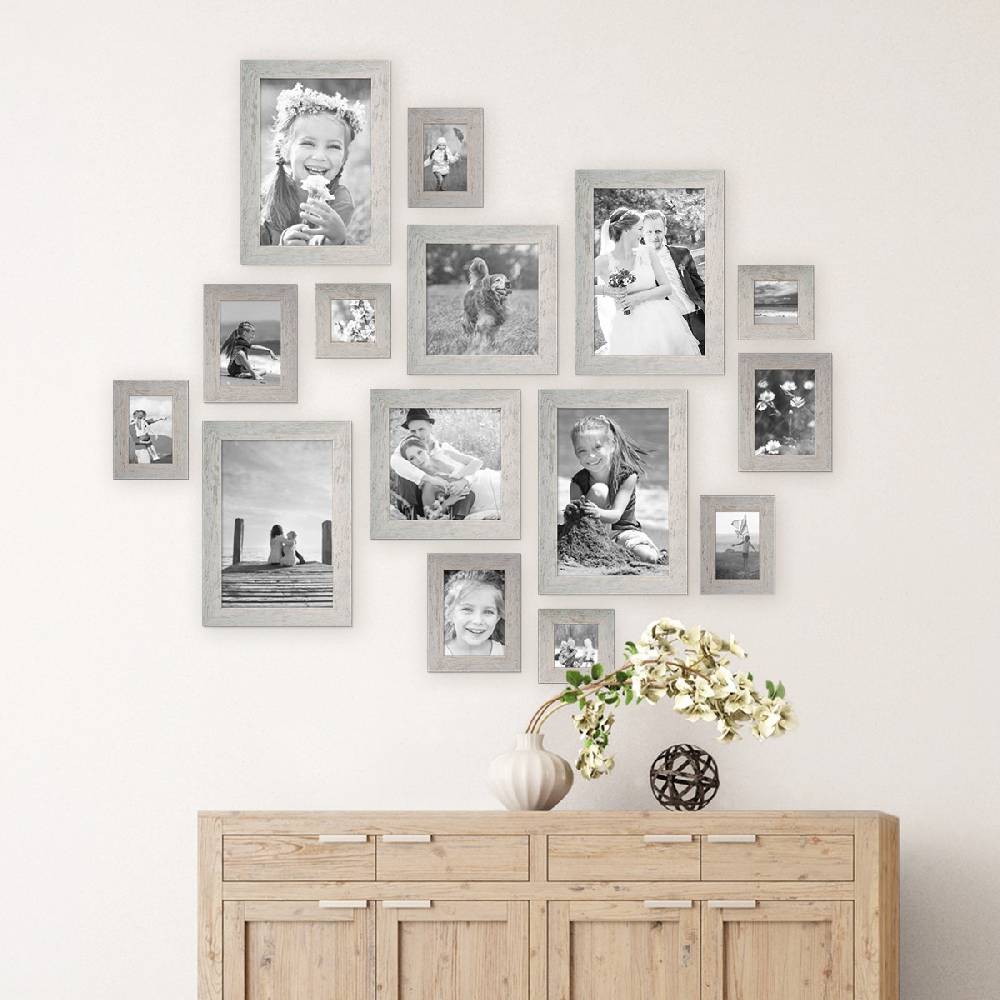 Photolini 15er Bilderrahmen-Set Strandhaus Grau Rustikal Osterangebot