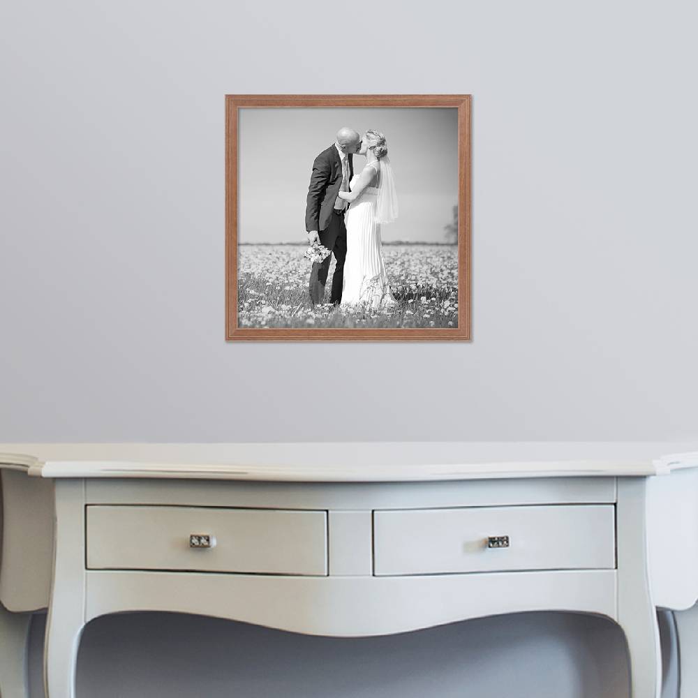 Photolini 5er Set Landhaus-Bilderrahmen 30x30 cm Eiche-Optik Massivholz Top Angebot