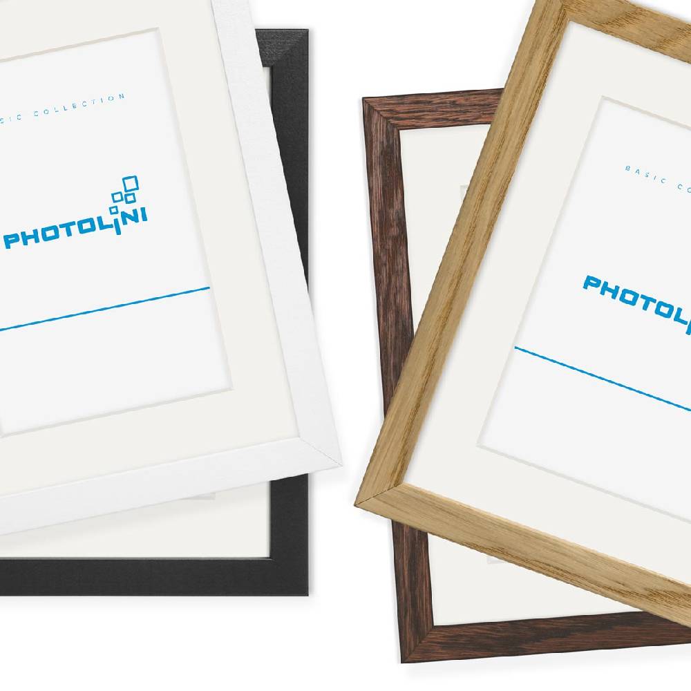 Photolini 2er Set Bilderrahmen Holz, Weiß 30x30 cm mit Passepartout 20x20 cm Neueste Mode