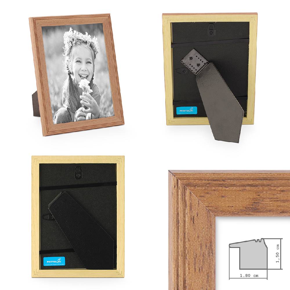 Photolini 5er Set Landhaus-Bilderrahmen 10x10 cm Eiche-Optik Massivholz Exklusive Angebote