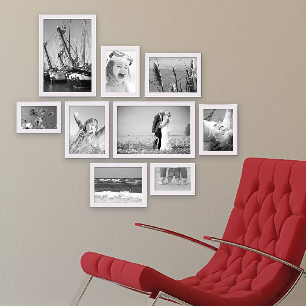 Photolini 9er Set Landhaus-Bilderrahmen Weiß Große Rabatte