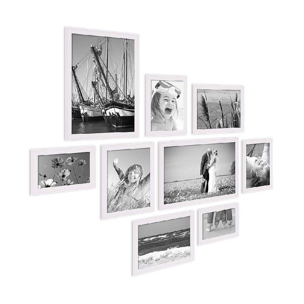 Photolini 9er Set Landhaus-Bilderrahmen Weiß Große Rabatte