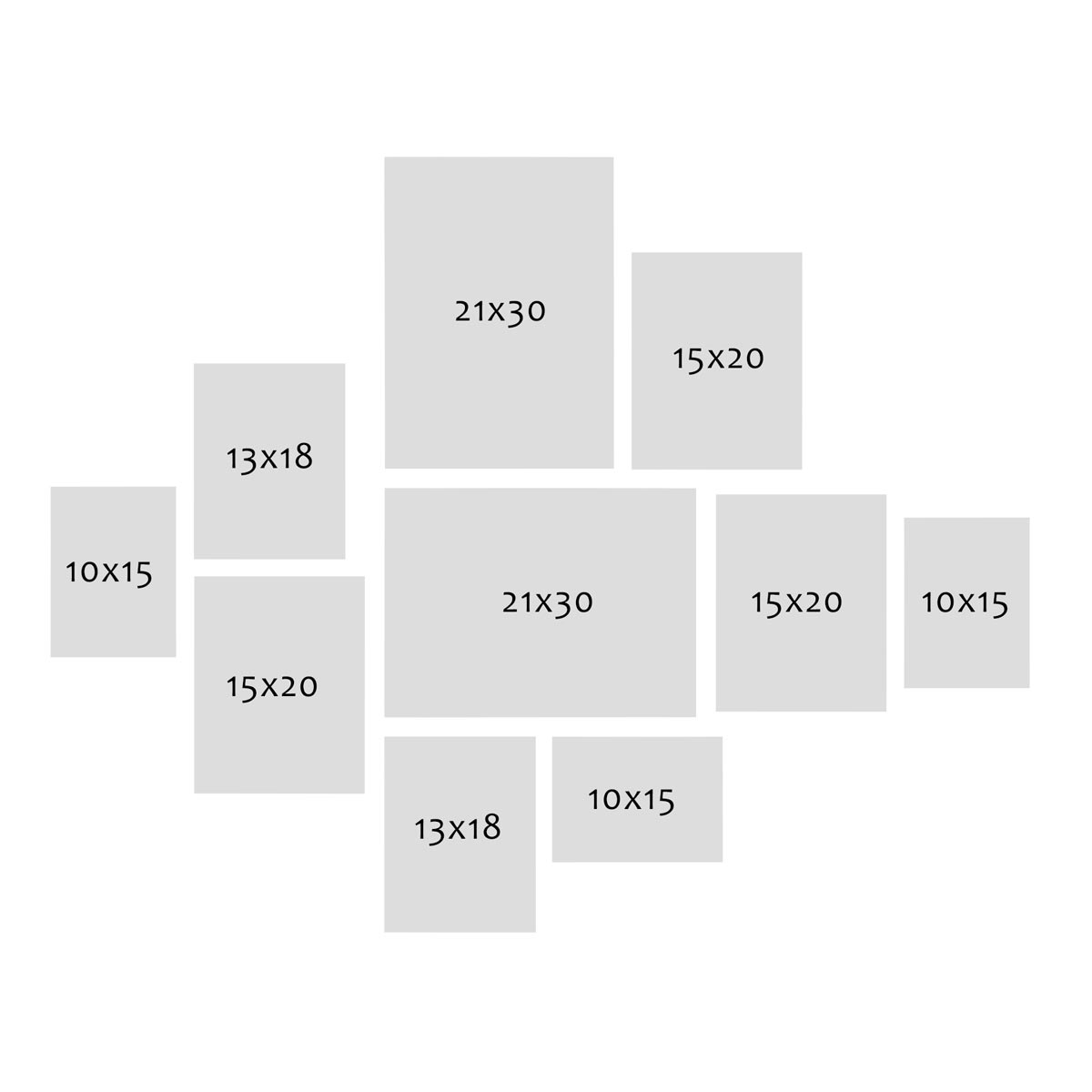 Photolini 10er Bilderrahmen-Set Eiche Dunkel breit modern MDF-Holz mit Acrylglas Riesige Ersparnisse