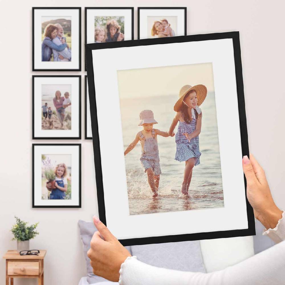 Photolini 9er Set Poster-Bilderrahmen 30x40 cm Modern Schwarz MDF mit Passepartout Zeitbegrenzte Promotion