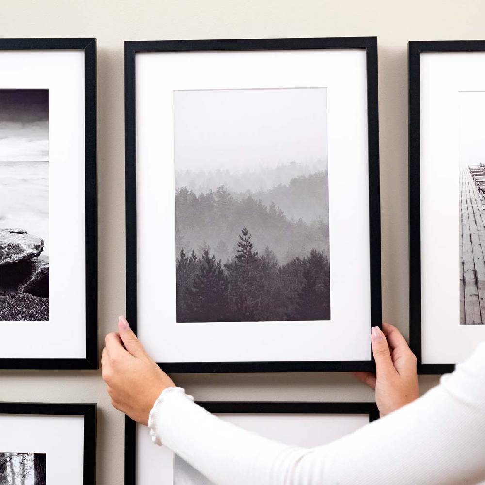 Photolini 6er Set Poster-Bilderrahmen 30x40 cm Modern Schwarz MDF mit Passepartout Bis zu 50% Rabatt