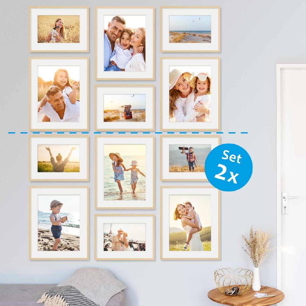 Photolini 6er Set Poster-Bilderrahmen 30x40 cm und 40x50 cm Modern Natur MDF mit Passepartout Speichern exportieren
