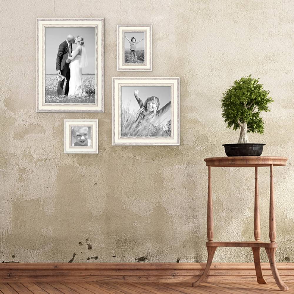 Photolini 4er Bilderrahmen-Set Shabby-Chic Landhaus-Stil Weiss Rabatte dieses Monats