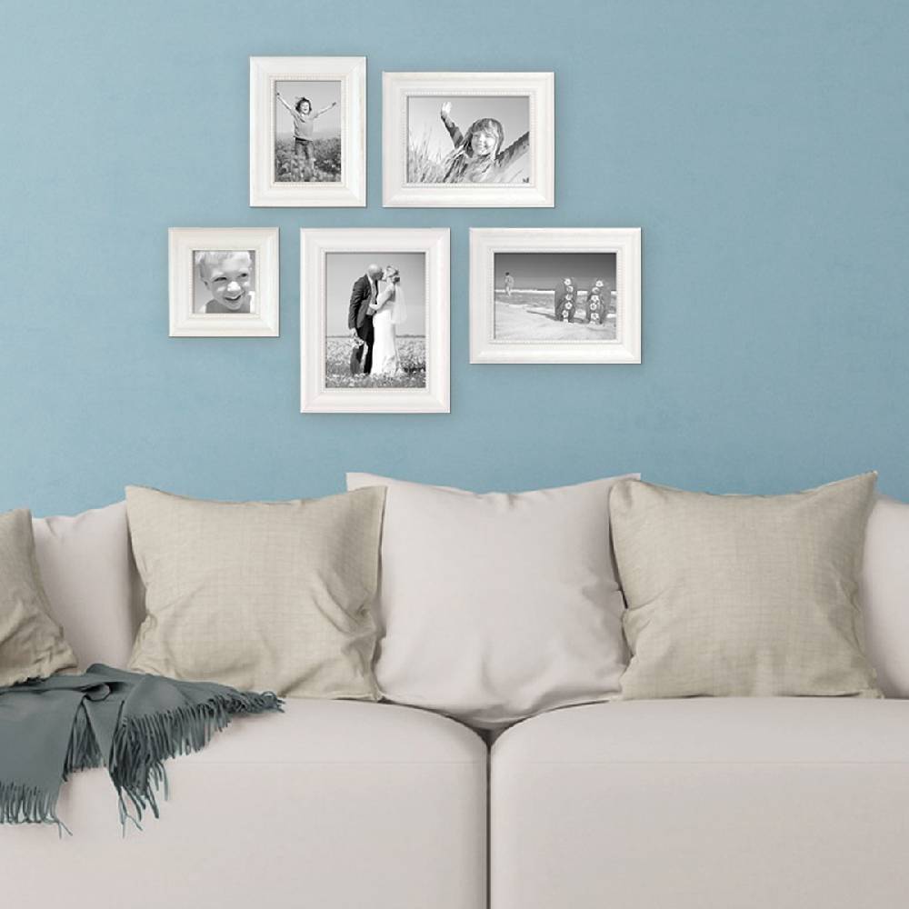 Photolini 5er Bilderrahmen-Set Landhaus-Stil Weiss Online