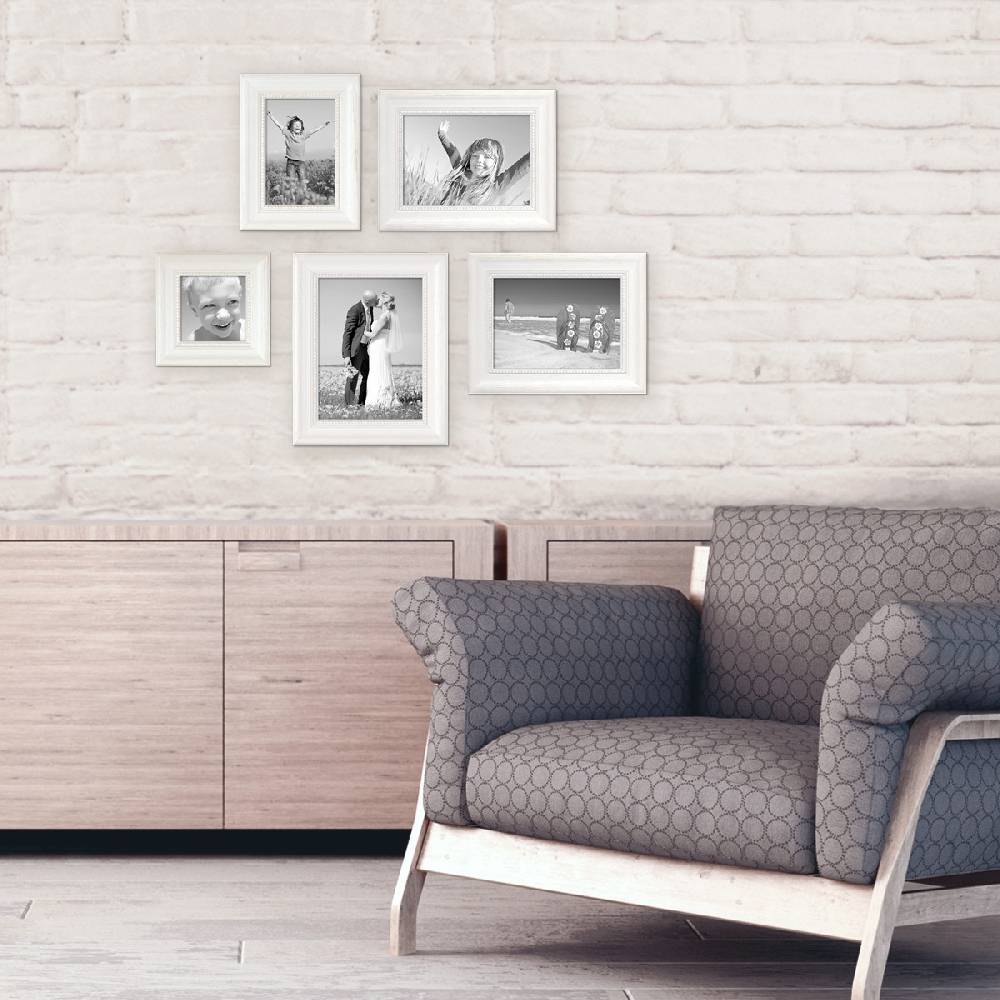 Photolini 5er Bilderrahmen-Set Landhaus-Stil Weiss Online