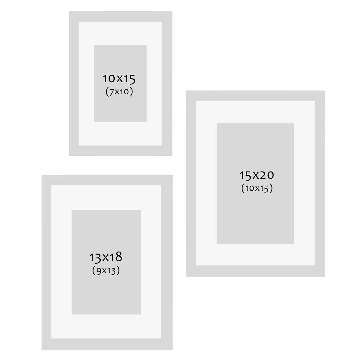 Photolini 3er Set Bilderrahmen Holz, Weiß 10x15, 13x18 und 15x20 cm mit Passepartout Verkauf