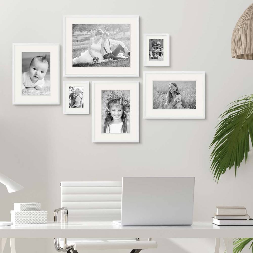 Photolini 6er Set Bilderrahmen Holz, Weiß 15x20, 30x40 und 40x50 cm mit Passepartout Hotsell