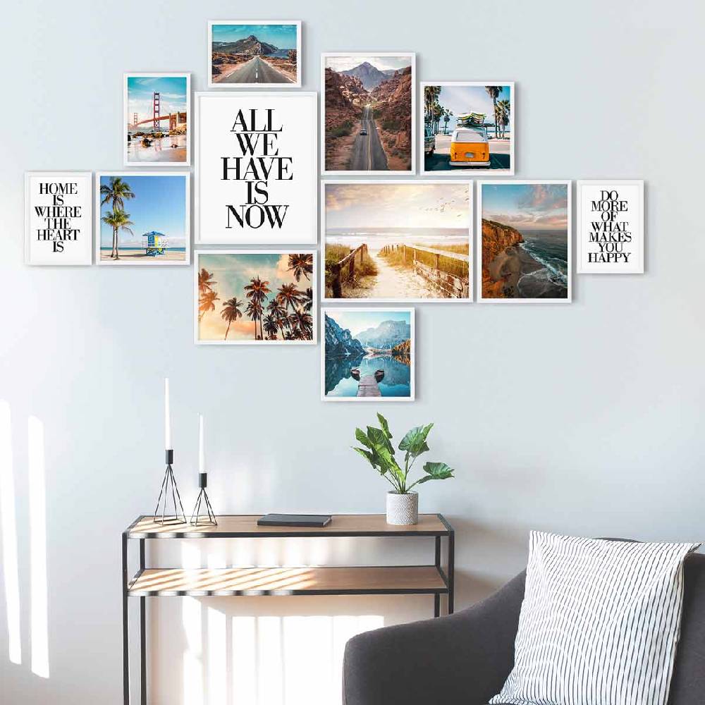 Photolini 12er Bilderrahmen-Set Modern Weiß aus MDF im Angebot