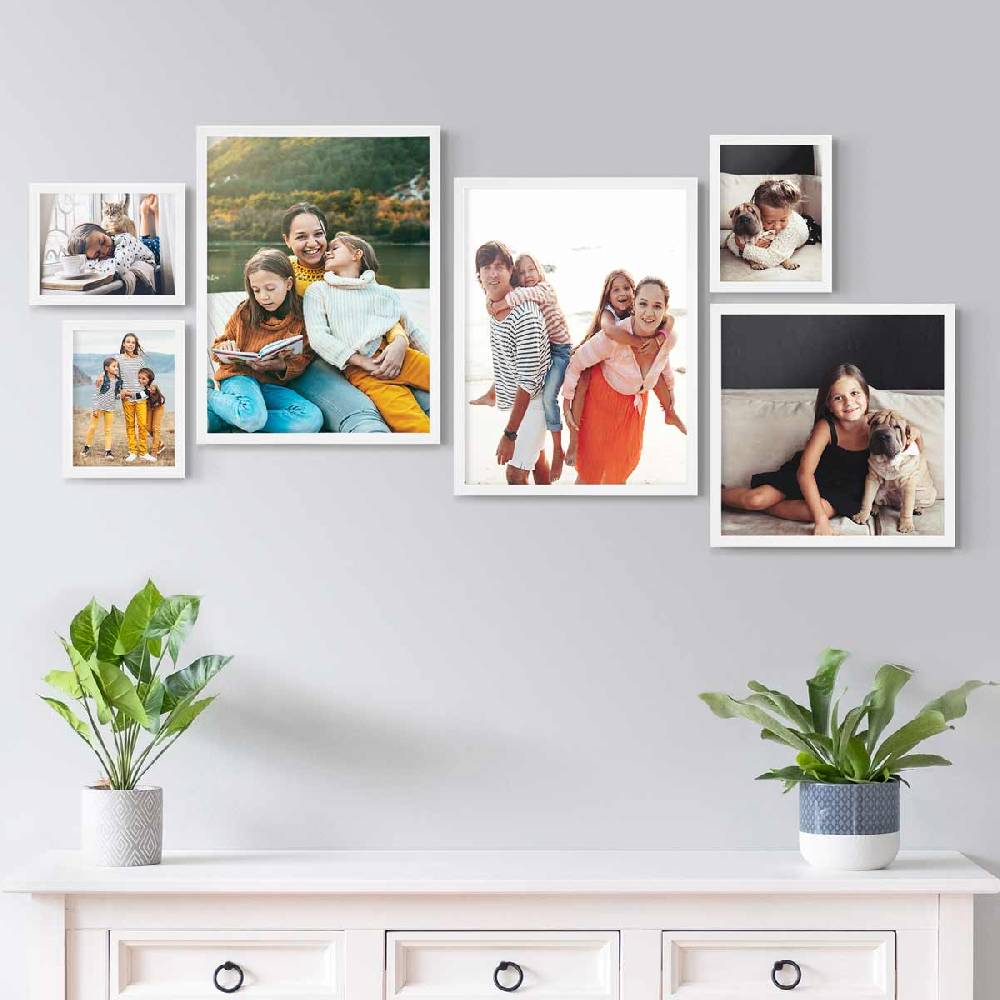 Photolini 6er Bilderrahmen-Set Modern Weiß aus MDF 15x20, 30x30 und 30x40 cm Schlussverkauf