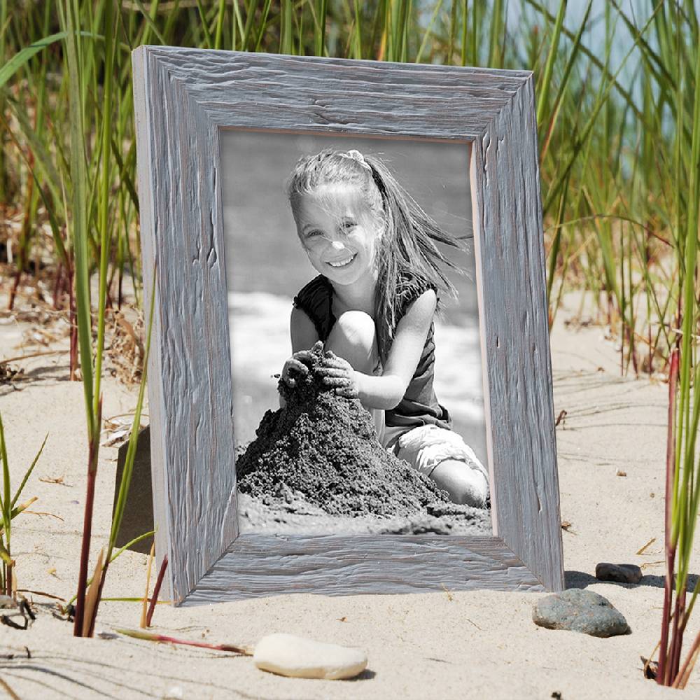 Photolini Bilderrahmen 20x25 cm Strandhaus Grau Rustikal Massivholz Flash Sale