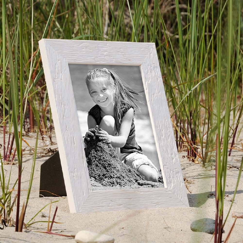 Photolini Bilderrahmen 20x25 cm Strandhaus Rustikal Weiß Massivholz Preisnachlass