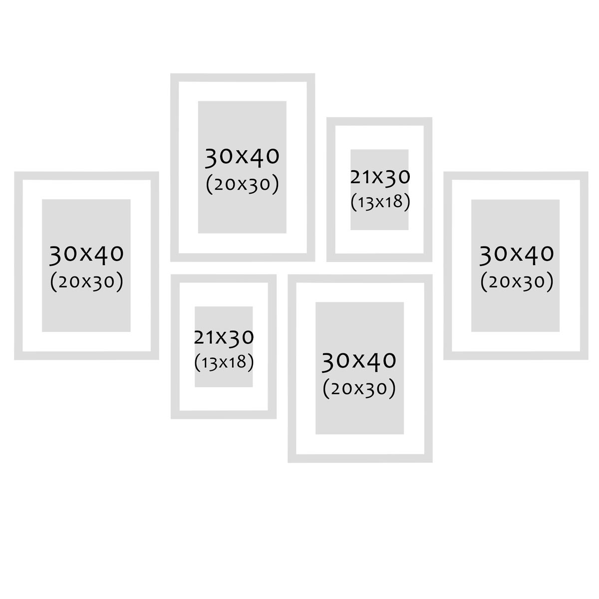 Photolini 6er Set Bilderrahmen Orange Massivholz mit Acrylglasscheibe 21x30 und 30x40 cm mit Passepartout Black Friday