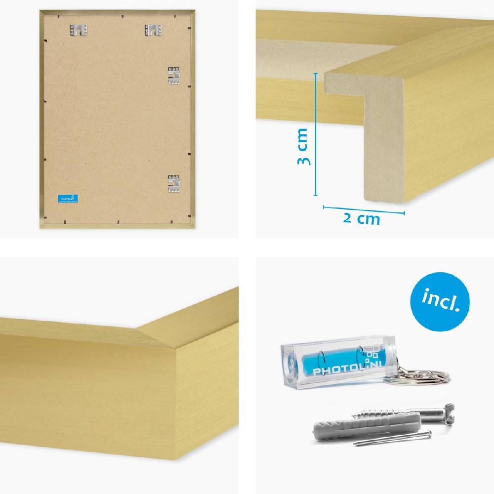 Photolini 2er Set 3D-Bilderrahmen 50x70 cm mit Passepartout, Gold Lagerräumung