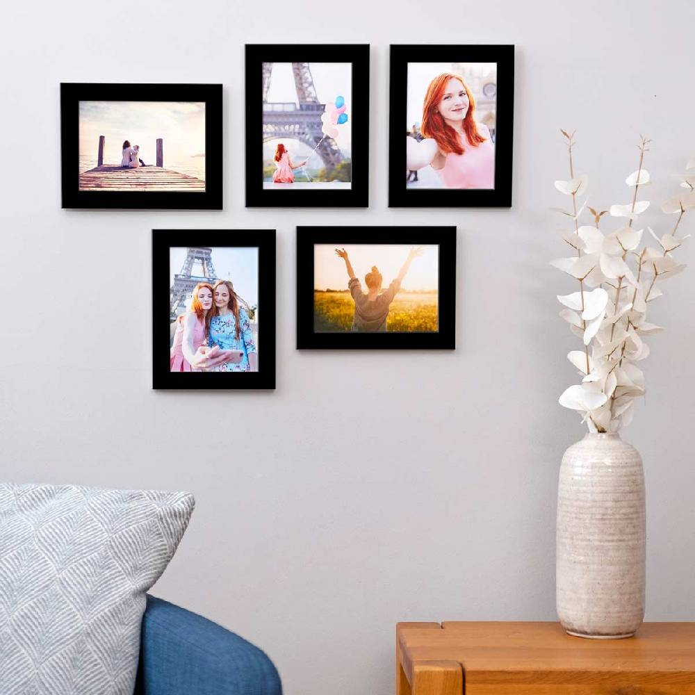 Photolini 10er Bilderrahmen-Set 13x18 cm Schwarz breit modern MDF-Holz | Acrylglas Zeitlich begrenztes Angebot